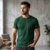 Dark Green Casual Tee for Men by Kapray Kart – Premium Street Style Cotton T-Shirt