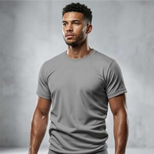 Gray Casual Tee for Men by Kapray Kart – Minimal Classic Cotton T-Shirt Front View