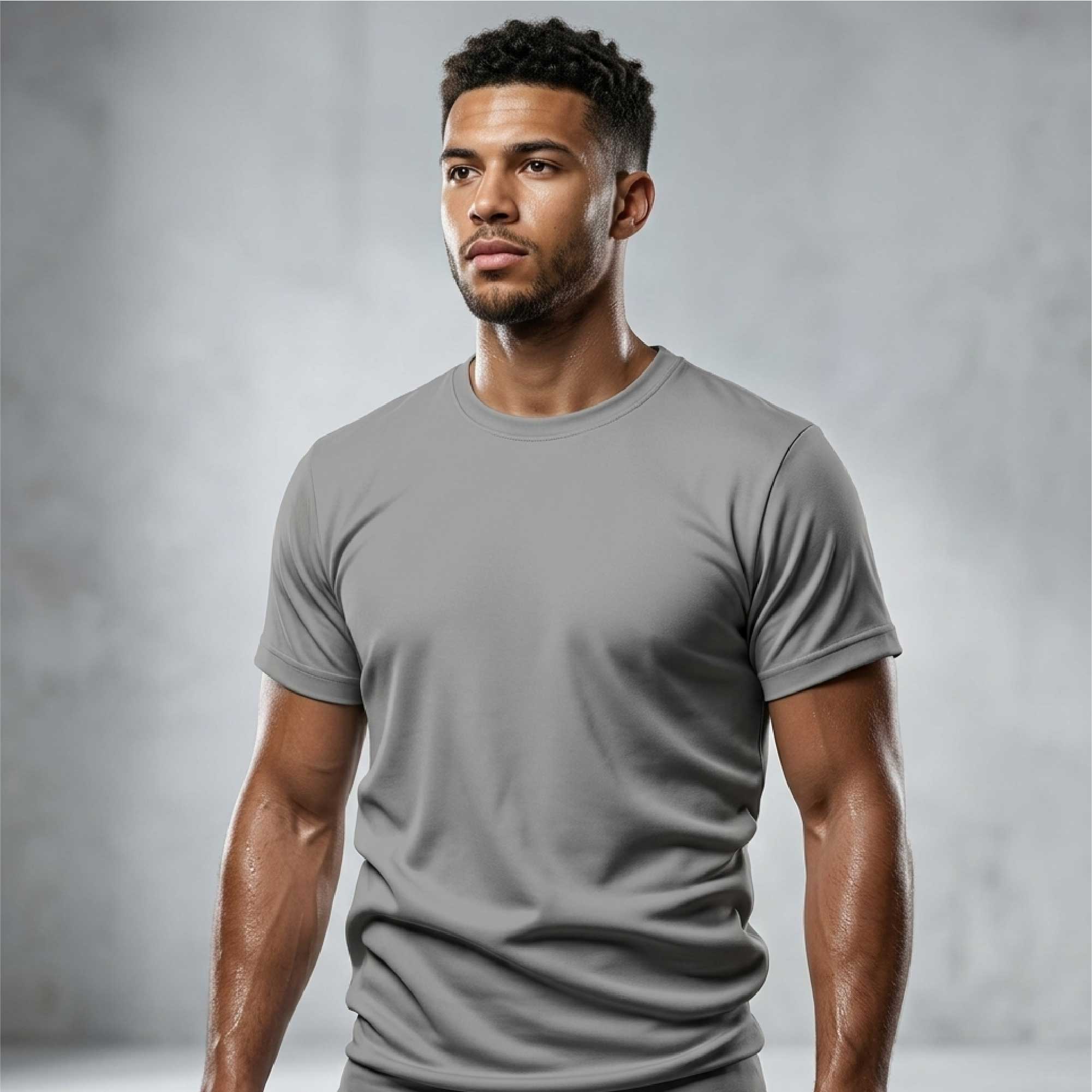 Gray Casual Tee for Men by Kapray Kart – Minimal Classic Cotton T-Shirt Front View