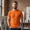 Orange Casual Tee for Men by Kapray Kart – Lightweight Summer Cotton T-Shirt Front View