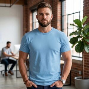 Sky Blue Casual Tee for Men by Kapray Kart – Premium Cotton T-Shirt Front View