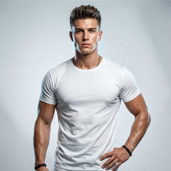 White Casual Tee for Men by Kapray Kart – Clean Minimal Premium Cotton T-Shirt Front View