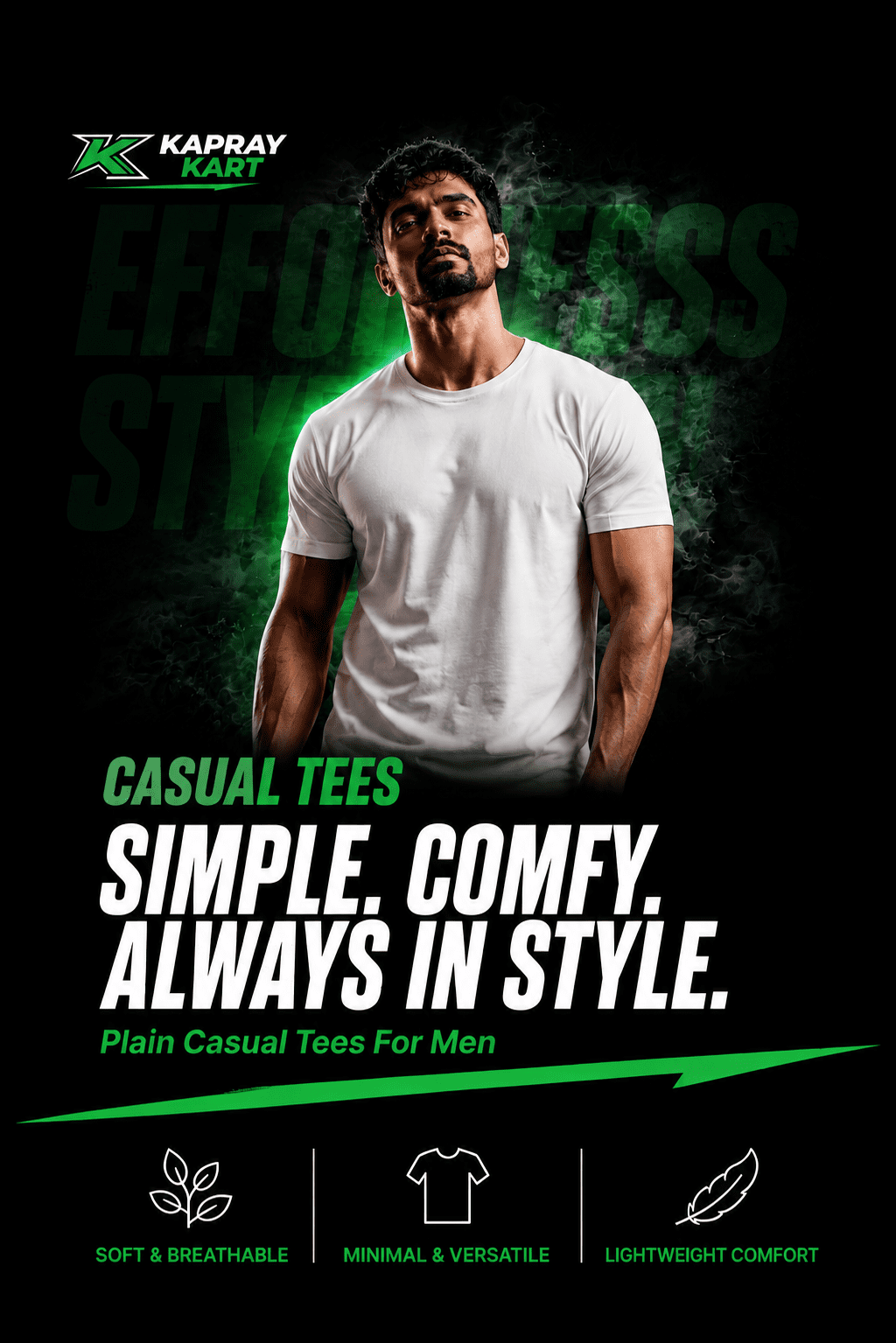 Kapray Kart Casual Tees Category Mobile Banner — Men's Plain T-Shirts Pakistan
