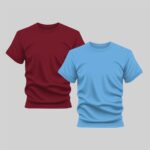 Maroon and Sky Blue T Shirt Bundle for Men by KaprayKart