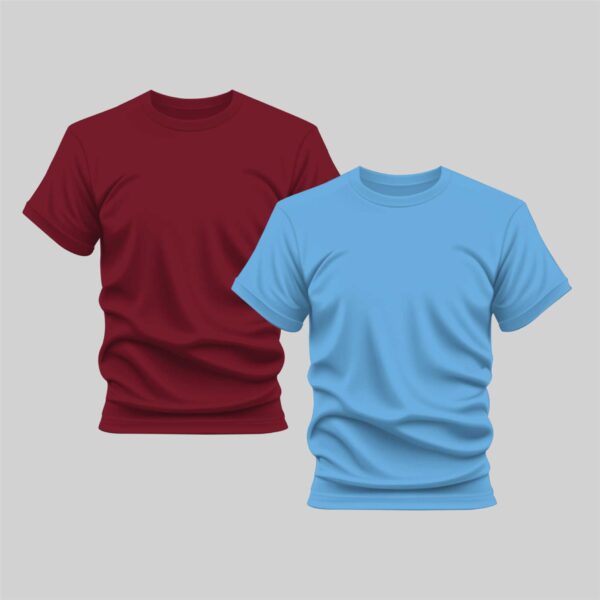Maroon and Sky Blue T Shirt Bundle for Men by KaprayKart