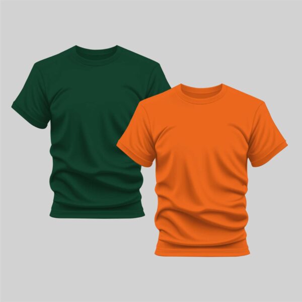 Orange and Dark Green T Shirt Bundle for Men by Kapray Kart
