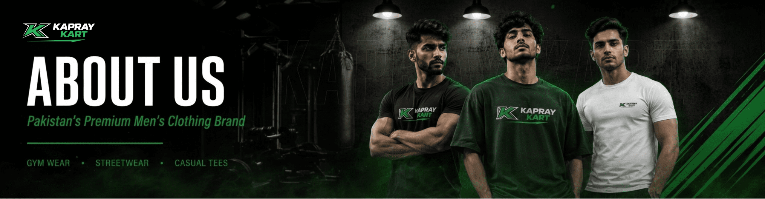 Kapray Kart About Us Banner — Pakistan's Premium Men's Gym Wear & Streetwear Brand