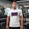 Man wearing Fitness First white gym t-shirt by Kapray Kart Pakistan